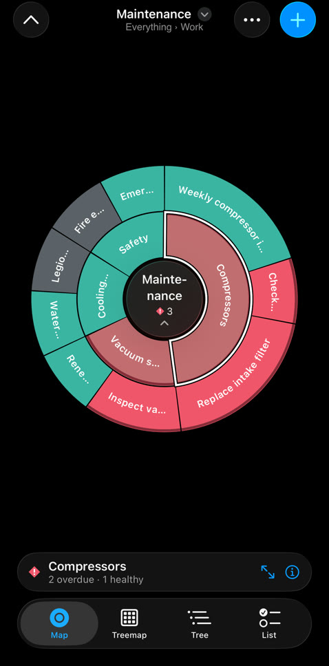 Radial map in dark mode
